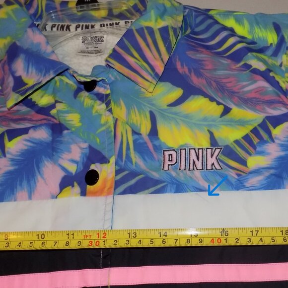 PINK Victoria's Secret Oversized Tropical Coach Jacket Sherpa Lined Medium EXCEL - Picture 7 of 9